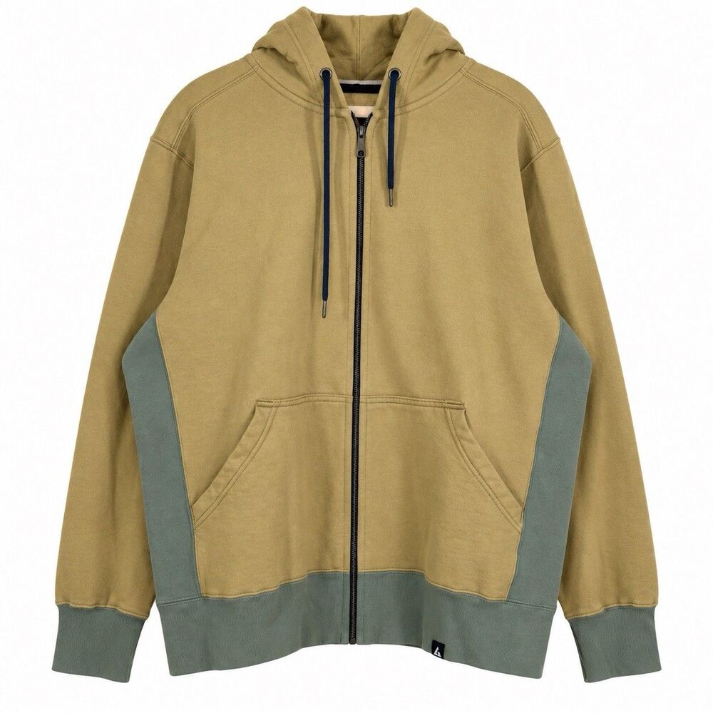American Giant Hoodie Men XXL Tan Olive Full Zip Heavyweight Made in USA